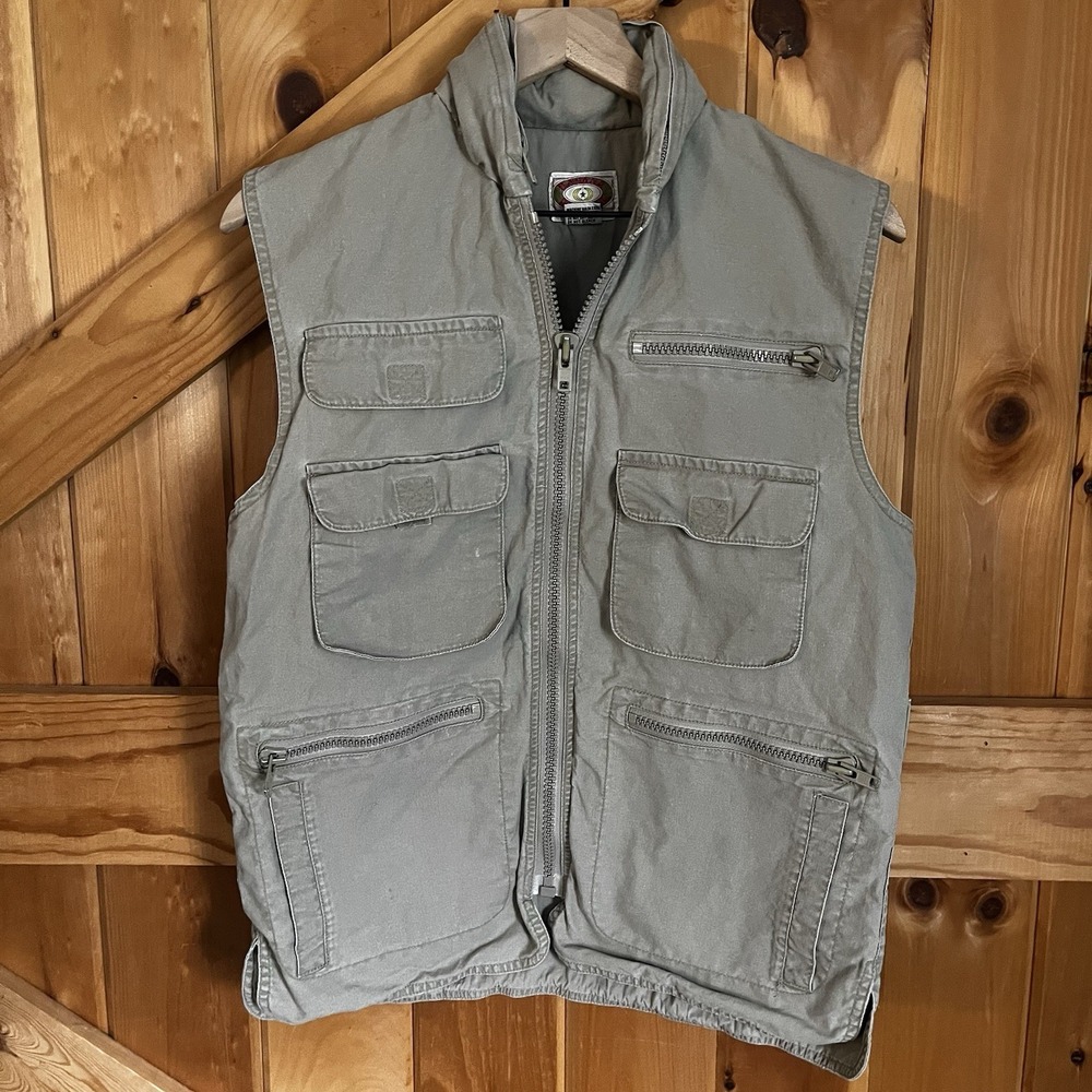 VTG 80s 90s Banana Republic Men's Small Safari Utility Hunting Vest Khaki Cotton